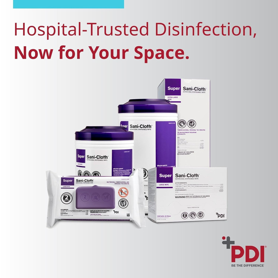 Super Sani-Cloth Surface Disinfectant Wipe, Individual Packets | 50 Count