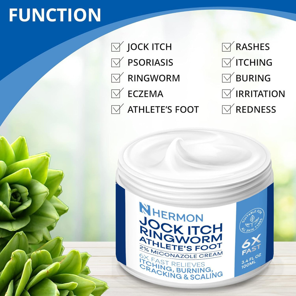 Jock Itch Antifungal Cream, Ringworm Treatment For Humans, Psoriasis Scalp Treatment, Ringworm Cream For Humans, Foot & Body Balm, Provides Soothing Relief-2 Pack