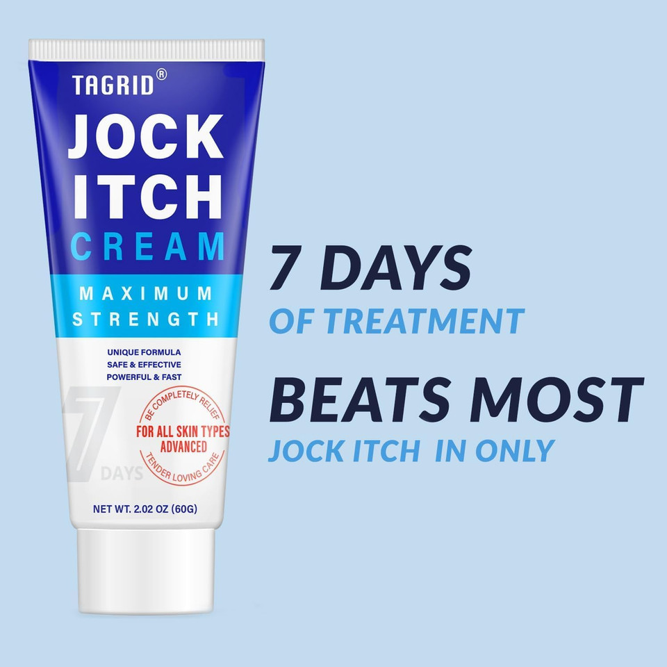 Tagrid Jock Itch Cream, Jock Itch, Jock Itch Cream Extra Strength For Men & Women, Itchy Balls Cream, Yeast Infection Treatment For Men & Women, Itch Cream - Powerful And Fast - 60G