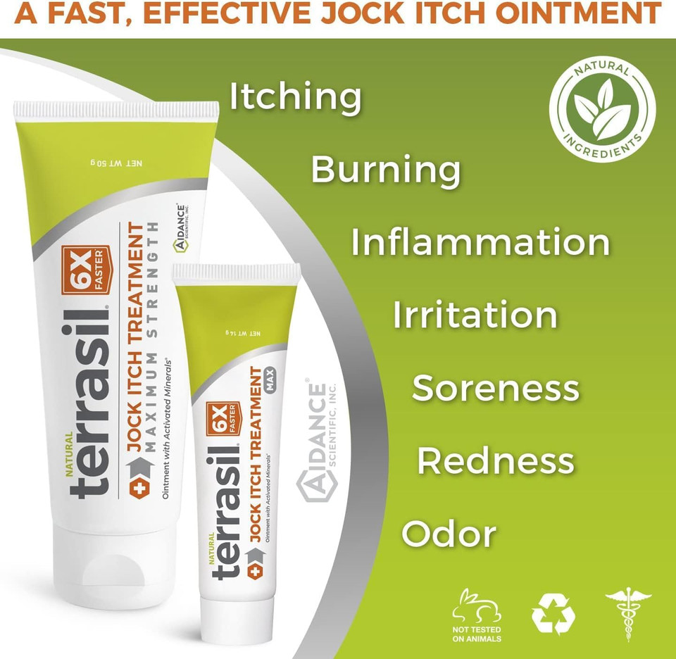 Terrasil Jock Itch Antifungal Treatment Extra Strength -Clinically Proven Clotrimazole For Effective Jock Itch Treatment, All-Natural Soothing Care & Fast Relief Of Jock Itch (50G)