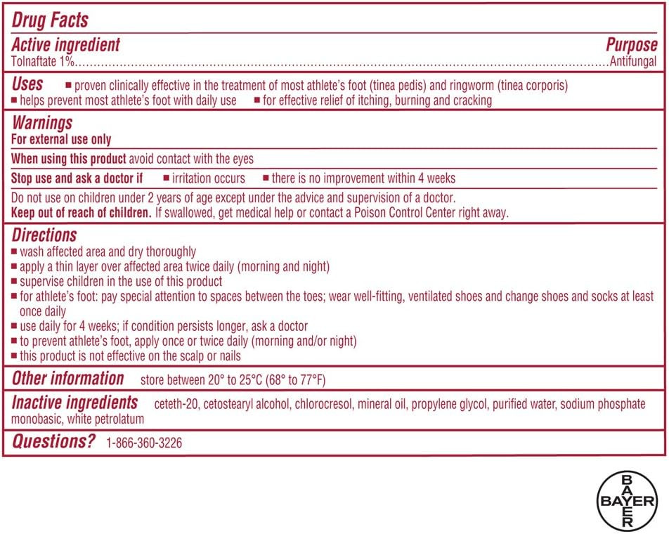 Tinactin Athlete'S Foot Cream, Tolnaftate 1%, Antifungal, Af Treatment, Proven Clinically Effective On Most AthleteS Foot And Ringworm, Cream, 0.5 Ounce, 15 Grams, Tube