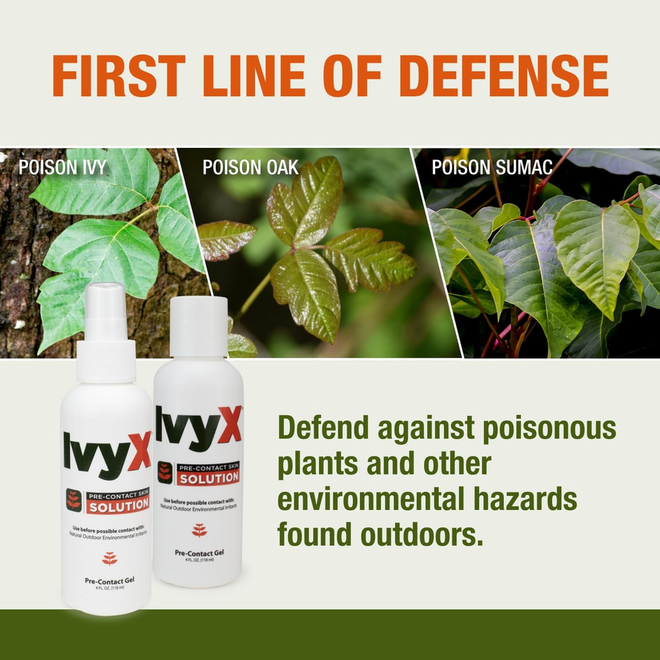 Coretex Ivy X Pre-Contact Poison Ivy Protection Gel - 8Oz Bottle Of Usa-Made Ivy Barrier Gel To Help Prevent Itchy Rashes From Poison Ivy, Poison Oak, & Poison Sumac - Quick Dry & Chalk-Free Formula