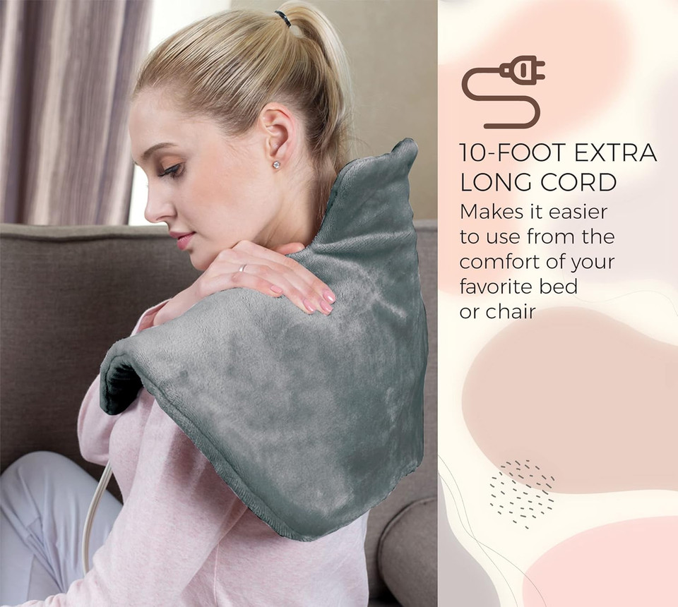 Pursonic Electric Neck & Shoulder Heating Pad, Heat Therapy For Muscle Pain, Cramps,Sore Muscles In Neck & Back Areas, 3 Heat Settings, Auto Shut-Off