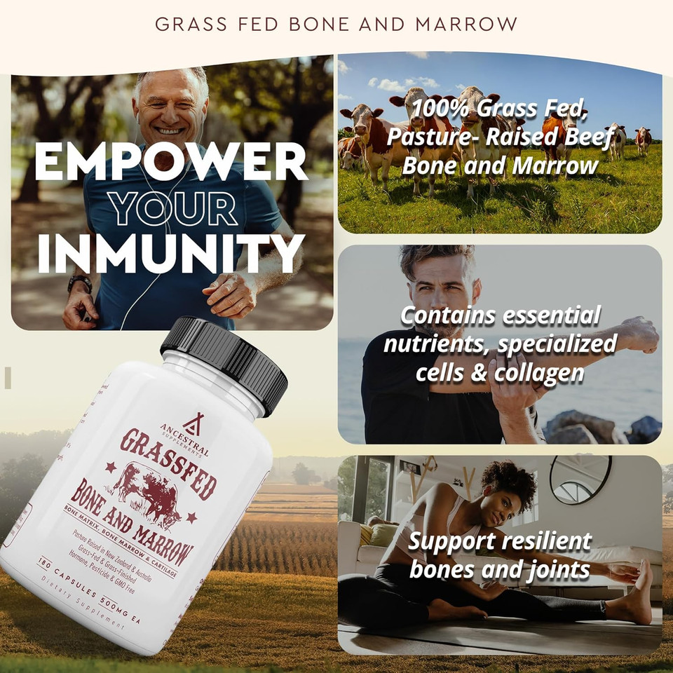 Ancestral Supplements Grass Fed Beef Prostate Supplements For Men With Liver, 3000Mg, Prostate Health Support Promotes Men'S Health, Non-Gmo, 180 Capsules