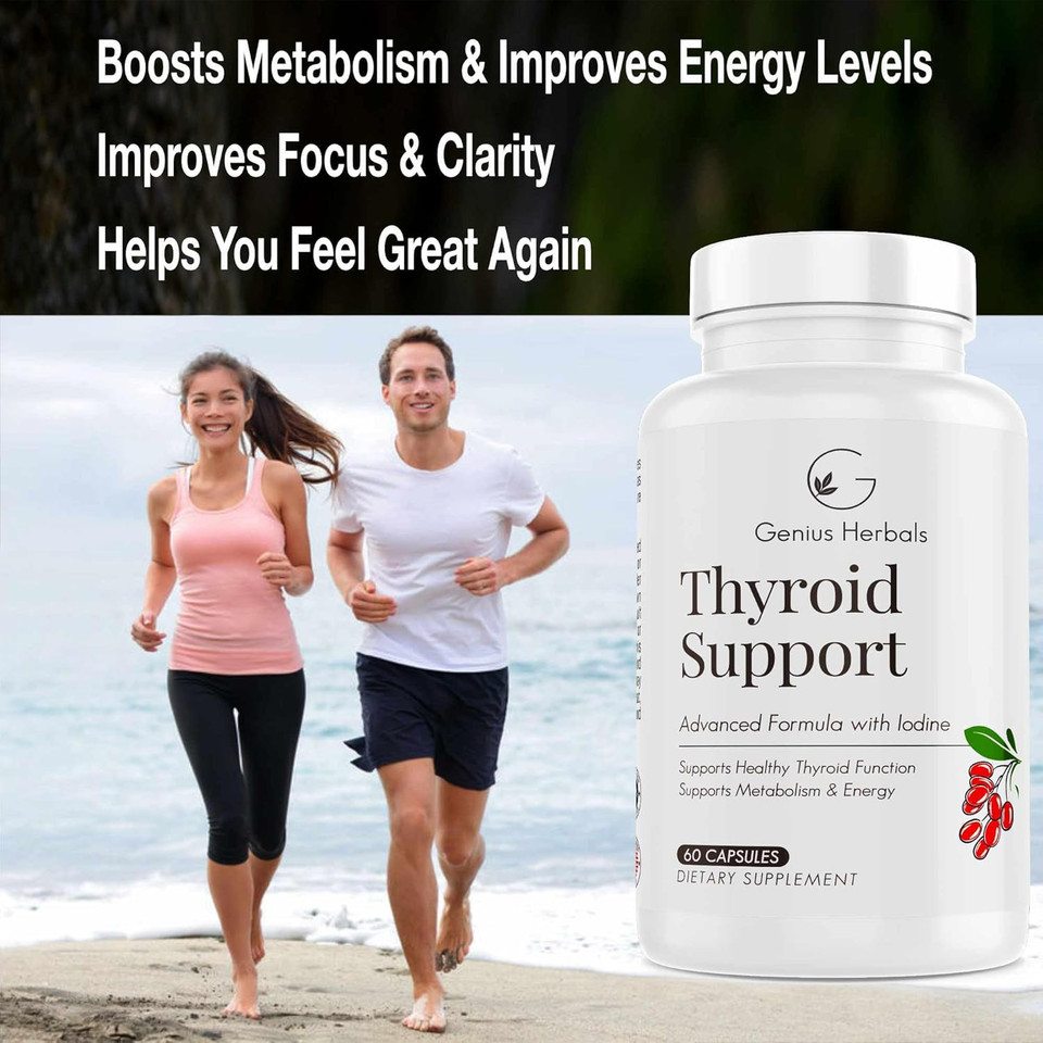 Thyroid Support - Advanced Formula With Iodine, Supports Metabolism & Energy, Supports Healthy Thyroid. Non-Gmo Thyroid Supplement - 60 Capsules