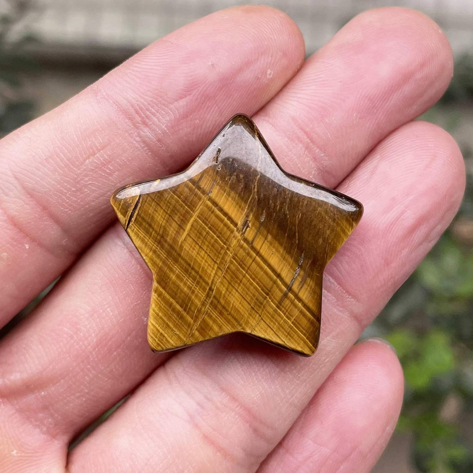Tiger'S Eye Stone Crystal Star Chakra Stones For Reiki Healing Yoga Balance Meditation Polished Mini Pocket Palm Stone 1 Inch (30Mm)