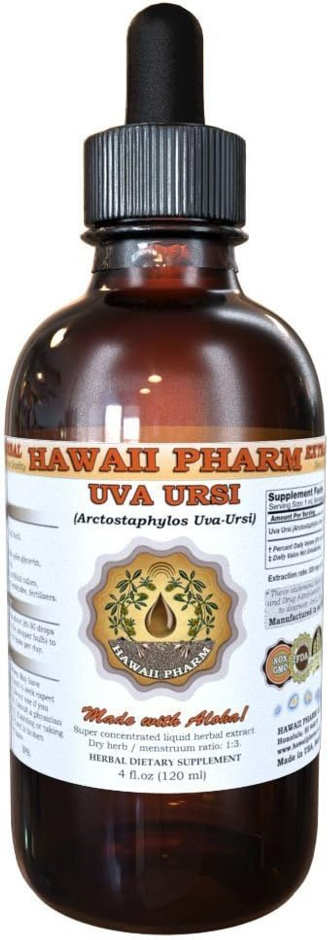Uva Ursi Liquid Extract, Organic Uva Ursi (Arctostaphylos Uva-Ursi) Tincture, Herbal Supplement, Hawaii Pharm, Made In Usa, 2 Fl.Oz