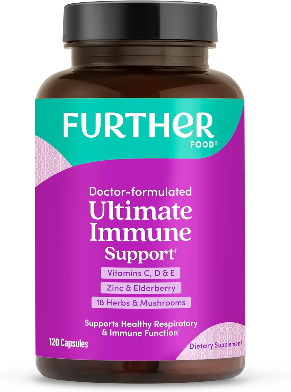 Further Food Ultimate Immune Support Vitamin C, D, E And Zinc + Natural Immunity Booster Multivitamin Herbal Supplement Elderberry & Echinacea, Daily Immune Defense & Antioxidant Support