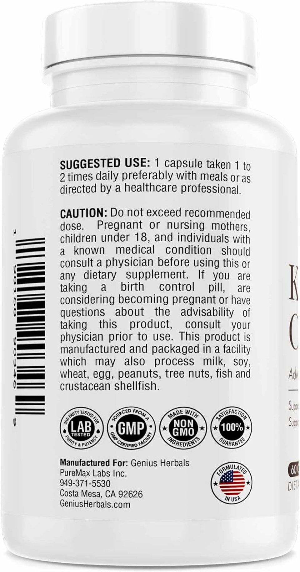 Kidney Cleanse Advanced Formula With Cranberry Extract, Kidney, Urinary Tract & Bladder Detox And Cleanse - 60 Capsules