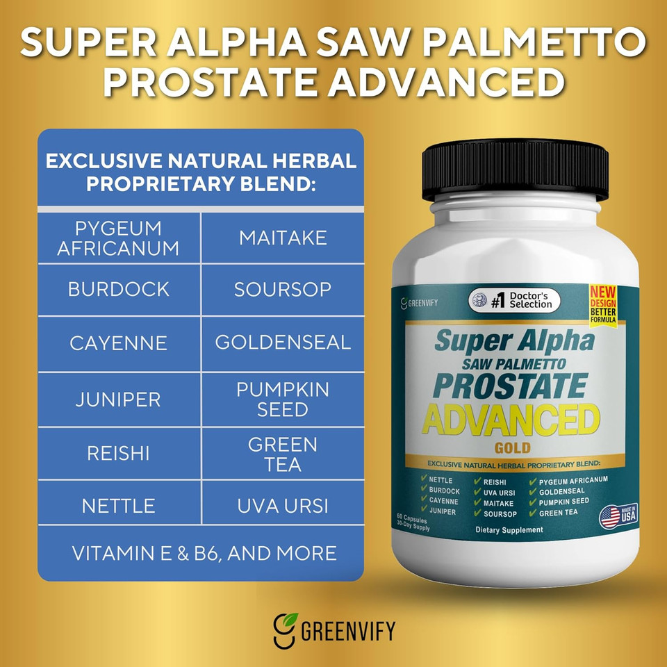 Super Alpha Saw Palmetto Prostate Advanced - Prostate Health Supplement For Men - Supports Urinary Tract Health, Reduces Urgency, And Improves Bladder Emptying (60, Men)