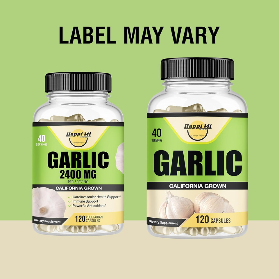 Garlic Capsules 2400Mg - Made With Organic Garlic Bulbs, California Us Grown - Natural Immune Support Supplement 40 Day Supply