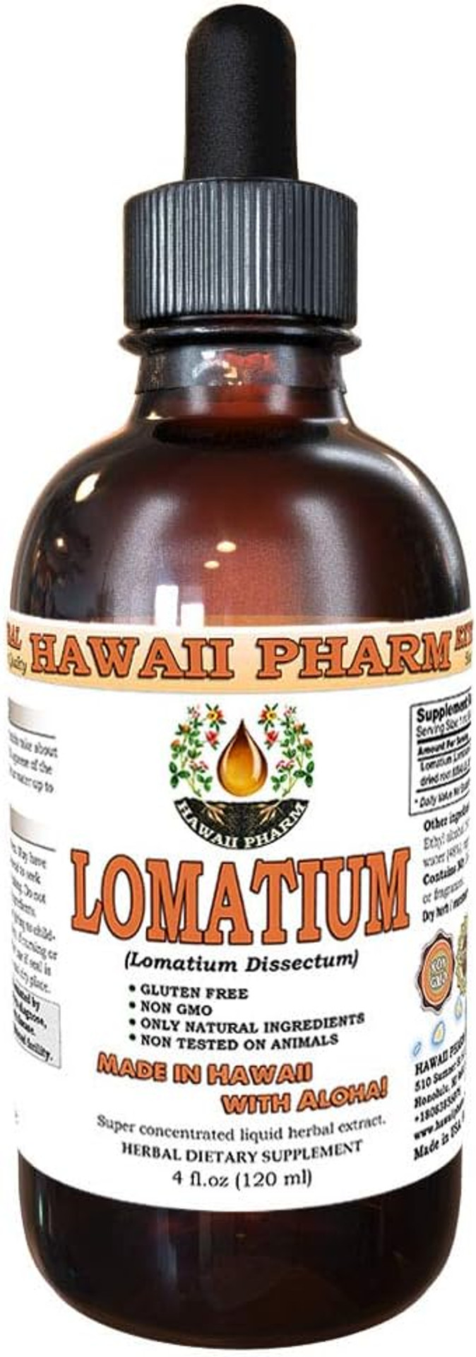 Hawaiipharm Lomatium Liquid Extract, Lomatium (Lomatium Dissectum) Dried Root Powder Tincture Supplement 4 Oz