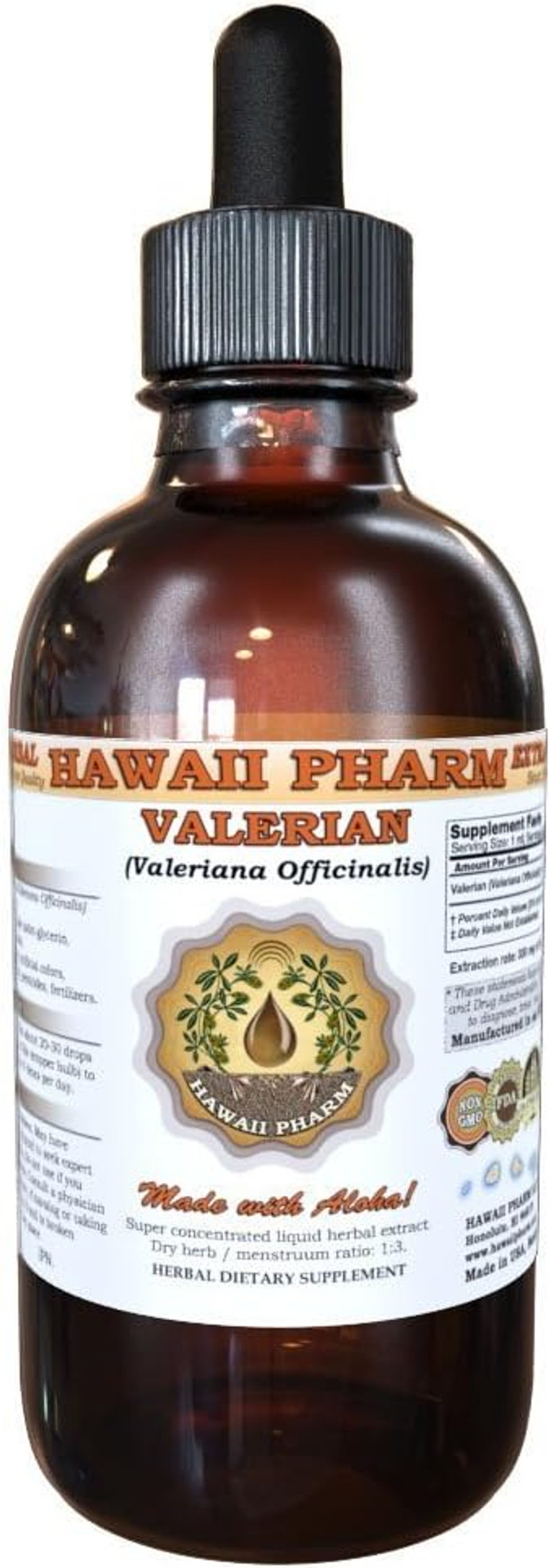 Hawaiipharm Valerian Liquid Extract, Organic Valerian (Valeriana Officinalis) Dried Root Tincture, Herbal Supplement, Made In Usa, 4 Fl.Oz
