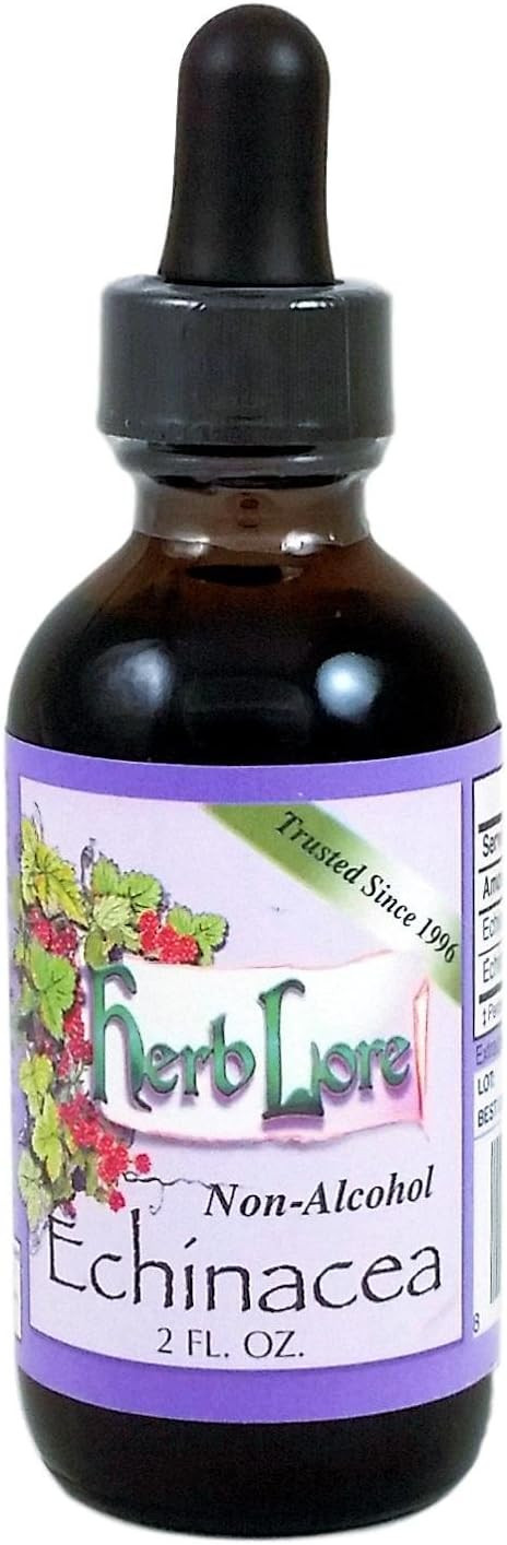 Herb Lore Echinacea Tincture 2 Fl Oz - Alcohol Free Echinacea Drops - Liquid Immune Support For Kids & Adults * - Echinacea Augustifolia & Echinacea Purpurea Extract