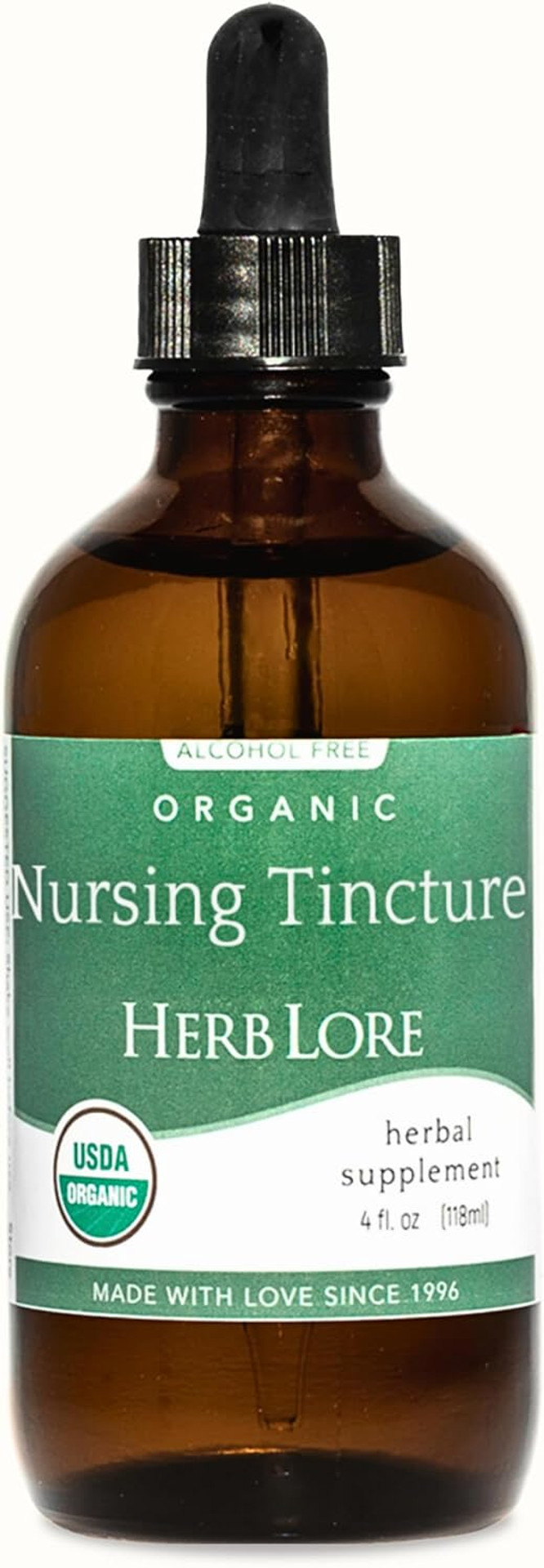 Herb Lore Organic Nursing Tincture  Liquid Lactation Support Drops To Increase Breast Milk Supply With Moringa And Fennel  Fenugreek-Free Breastfeeding Supplement (4 Fl Oz)