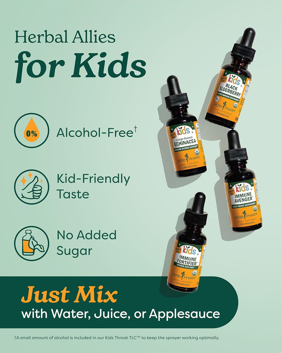 Herb Pharm Kids Certified-Organic Alcohol-Free Echinacea Glycerite Liquid Extract, 4 Oz
