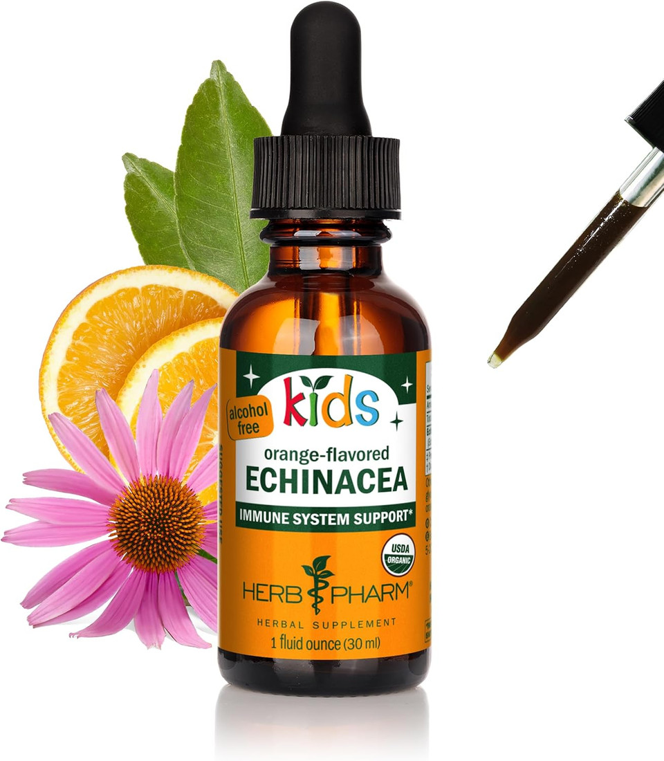 Herb Pharm Kids Certified-Organic Alcohol-Free Echinacea Glycerite Liquid Extract, 4 Oz