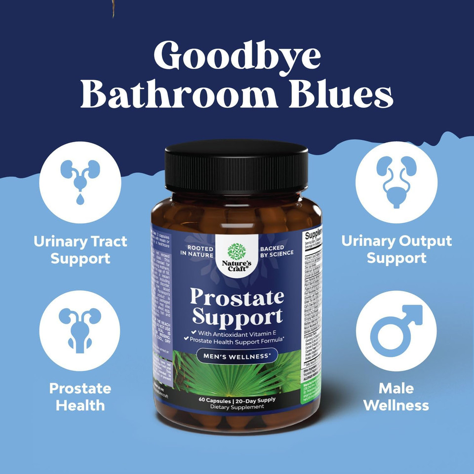 Herbal Saw Palmetto Male Supplement - Potent Pygeum And Saw Palmetto Extract With Beta Sitosterol & Green Tea Supplements For Adult Males For Urinary Tract Support & Frequent Urination - 60 Capsules