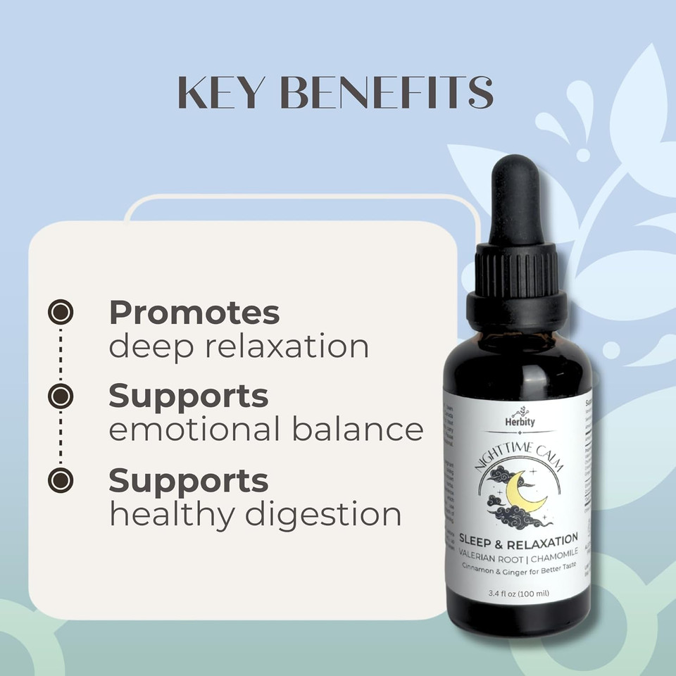 Parent Nighttime Calm  Valerian & Chamomile Sleep Drops With Cinnamon & Ginger  Alcohol-Free Herbal Tincture For Relaxation & Wind-Down (1.7 Fl Oz) (1.7 Oz)