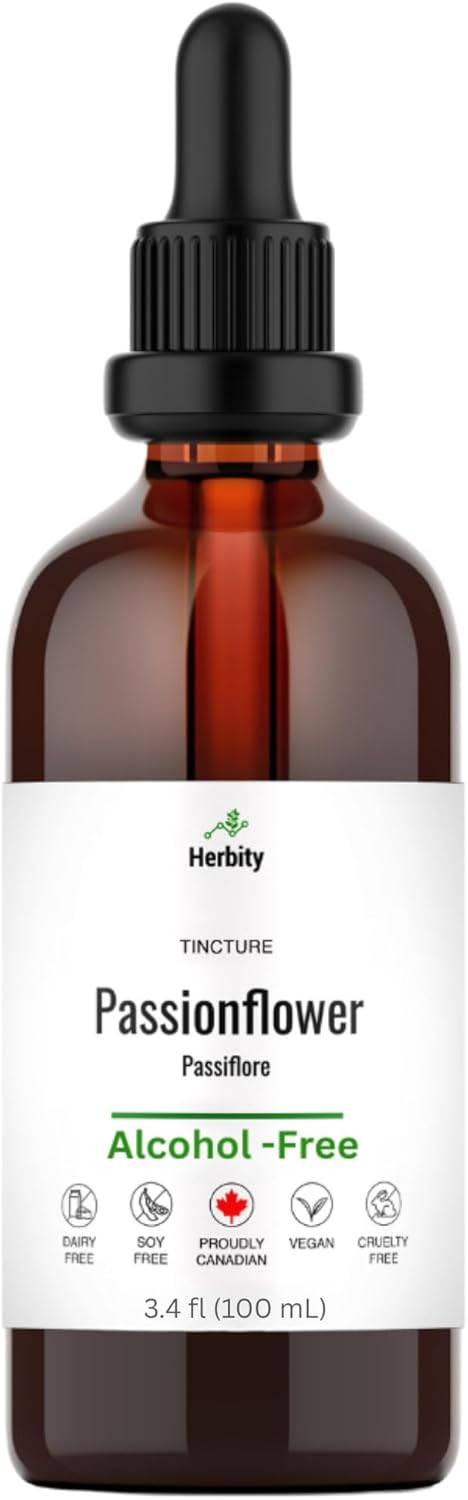 Passionflower Tincture  Alcohol-Free Herbal Extract For Calm, Mood & Sleep Support  Glycerin-Based, Vegan & No Added Sugar-Free Supplement  3.4 Fl Oz (100 Ml)