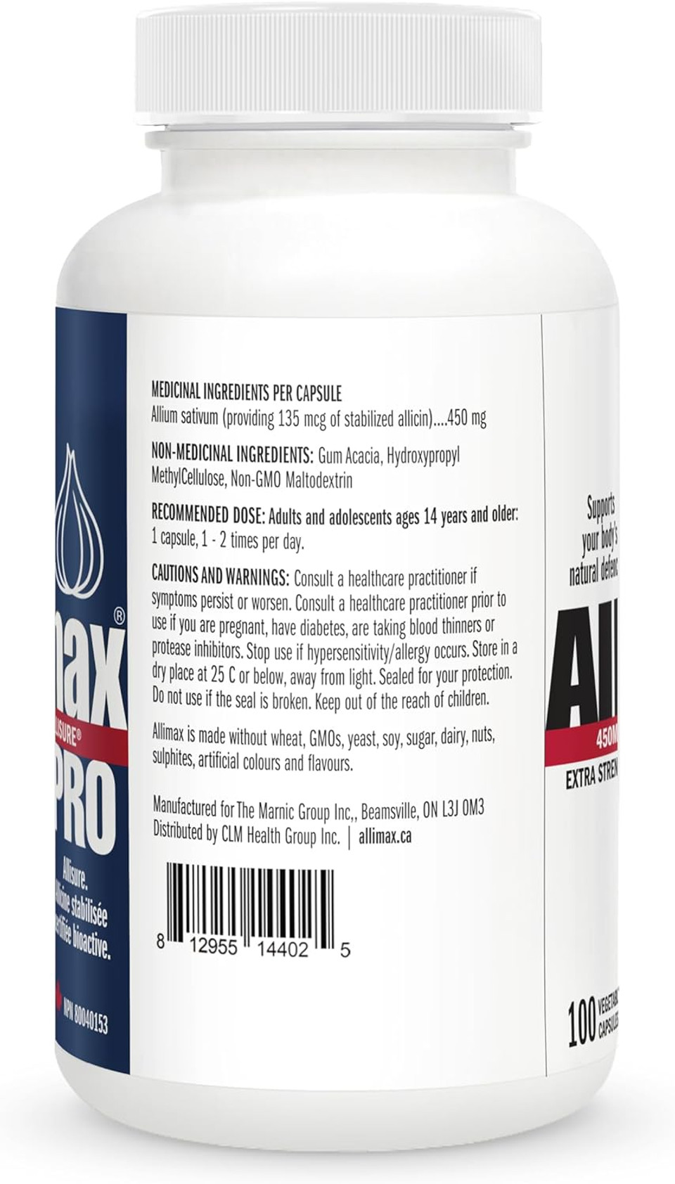 Allimax Pro 450Mg 100 Vegicaps. Allicin Garlic Supplement To Support Your BodyS Immune Function. With Stabilized Allicin Extracted From Clean & Sustainable Spanish Grown Garlic. Professional Strength