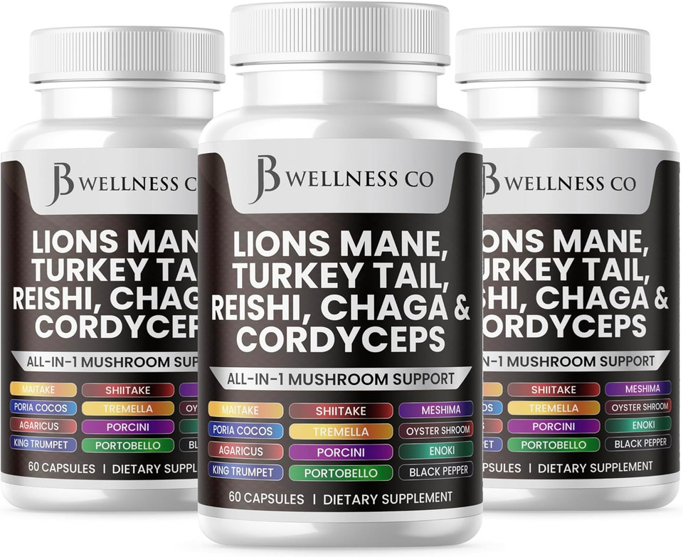 Lions Mane Supplement Cognitive Support, Immune Health With Turkey Tail 20In1 Mushroom Reishi Cordyceps Chaga With Marshmallow Root - 120 Count