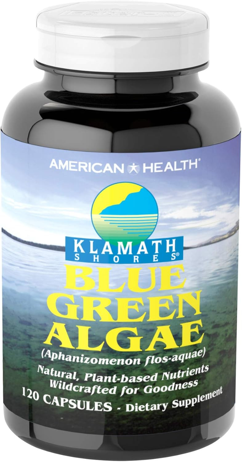American Health Klamath Shores Blue Green Algae Capsules - Fresh Water Phytonutrient-Rich Algae Superfood Supplement - Pesticide-Free - 120 Total Servings