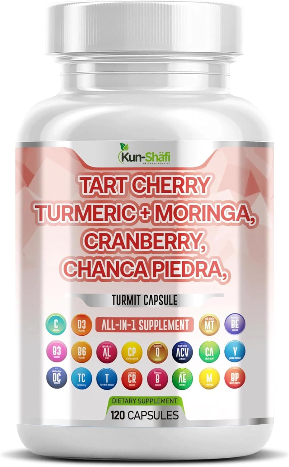 Tart Cherry Extract Capsules 20,000Mg With Turmeric 8000Mg Moringa 4000Mg Cranberry 2000Mg Chanca Piedra Celery Quercetin Acv Pomegranate L Selenomethionine - Uric Levels - 120 Ct