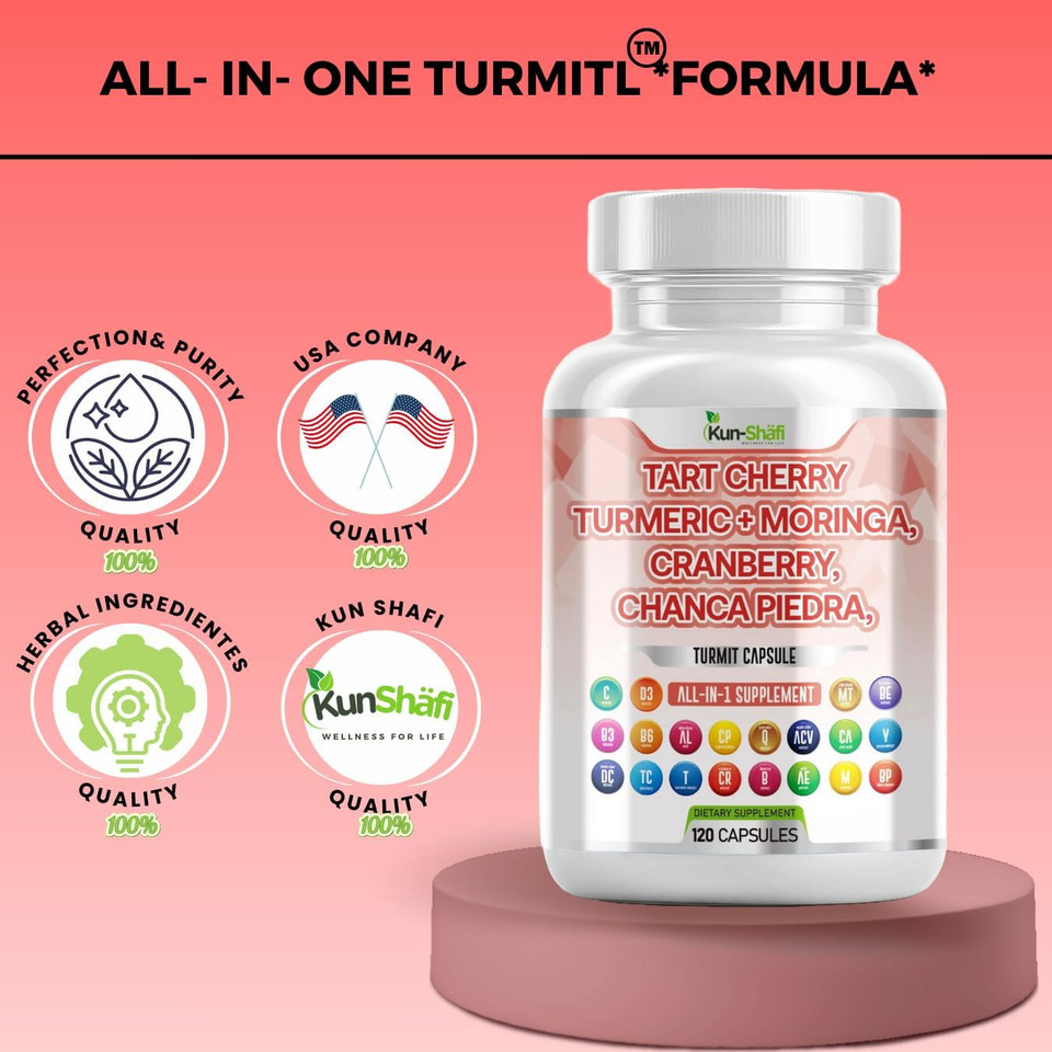 Tart Cherry Extract Capsules 20,000Mg With Turmeric 8000Mg Moringa 4000Mg Cranberry 2000Mg Chanca Piedra Celery Quercetin Acv Pomegranate L Selenomethionine - Uric Levels - 120 Ct