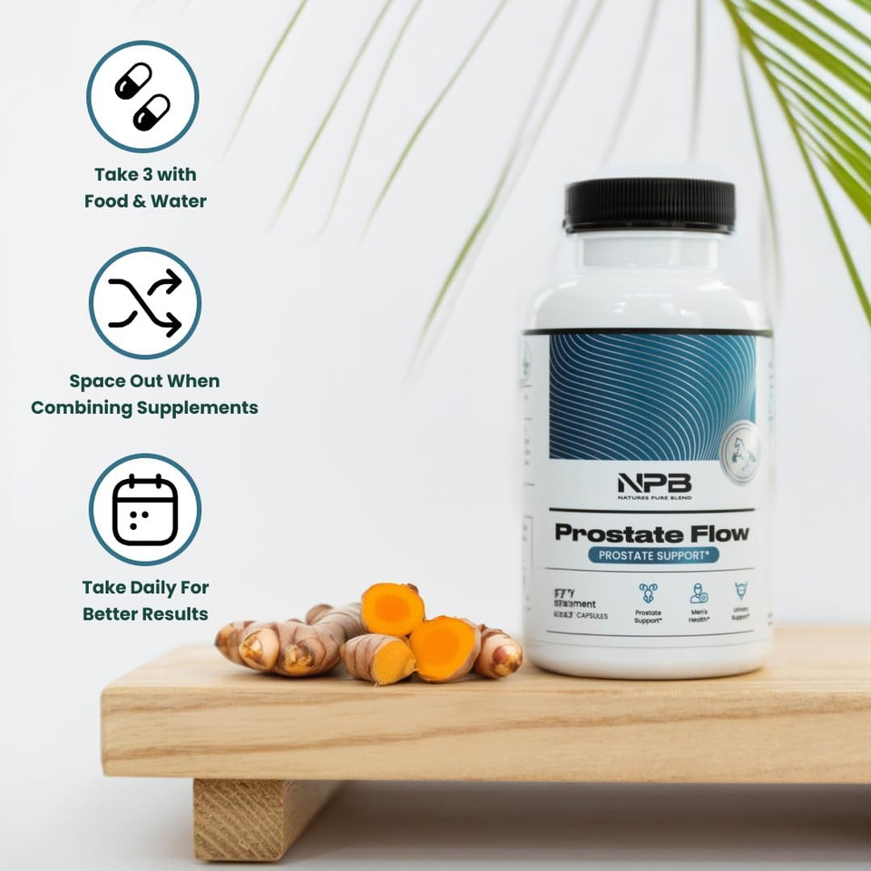 NatureS Pure Blend Prostate Flow  Prostate Health Supplements For Men With Saw Palmetto, Herbal Complex And Essential Nutrients  Support For Flow, Balance, Hair Strength, And Wellness  90 Capsules