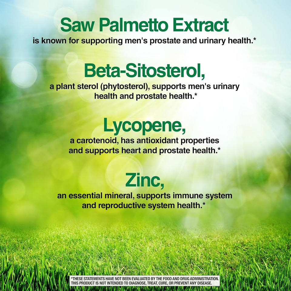 Nature'S Wonder Men'S Prostate Formula With Saw Palmetto, Beta-Sitosterol & Lycopene, 200 Softgels, 100 Days Supply