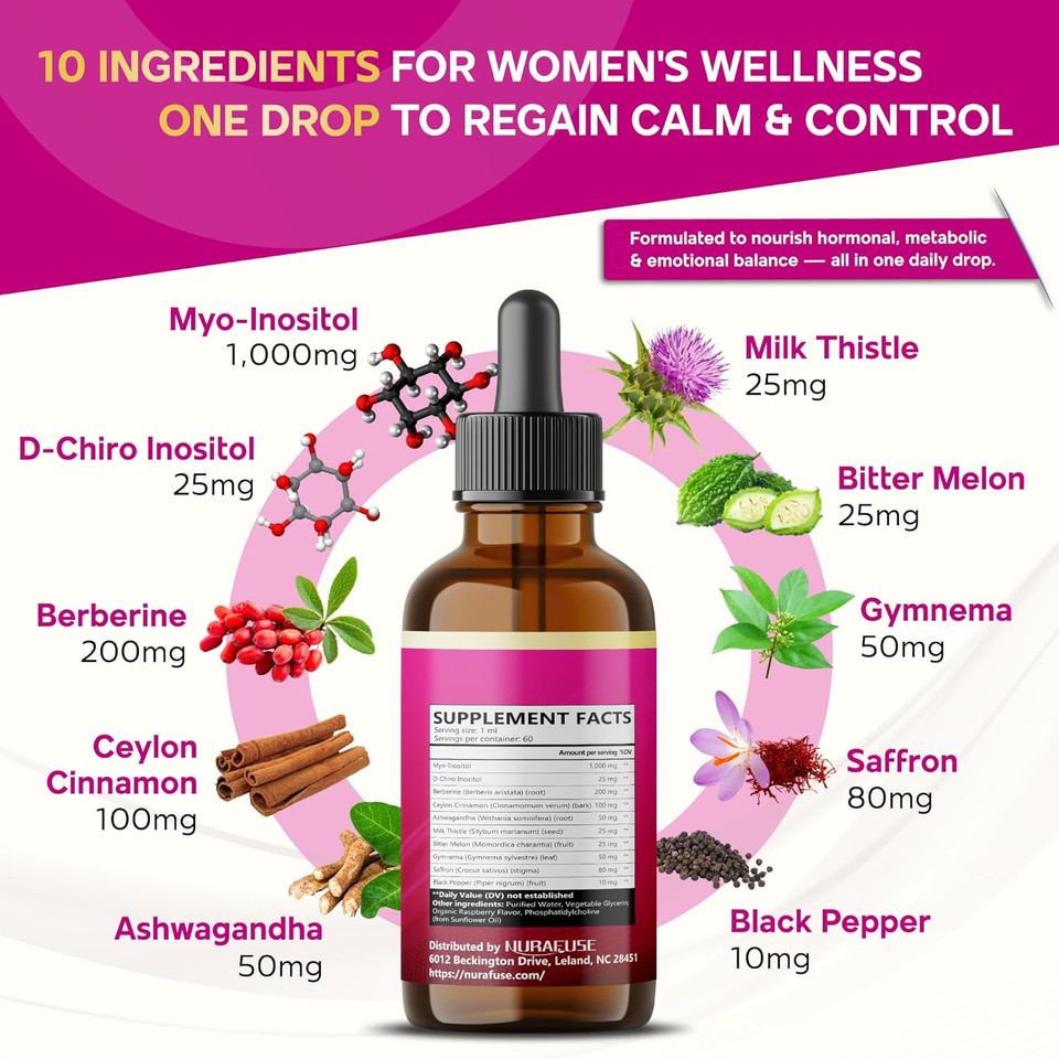 Liposomal Myo & D-Chiro Inositol, Berberine, Cinnamon Liquid Drops  1565Mg Per Serving, Ultra Potent, Raspberry Taste, Usa Made & Lab Tested  2 Fl Oz (60Ml) Liposomal Myo & D-Chiro Inositol, Berberine, Cinnamon Liquid Drops  1565Mg Per Serving, Ultra Potent, Raspberry Taste, Usa Made & Lab Tested  2 Fl Oz (60Ml)