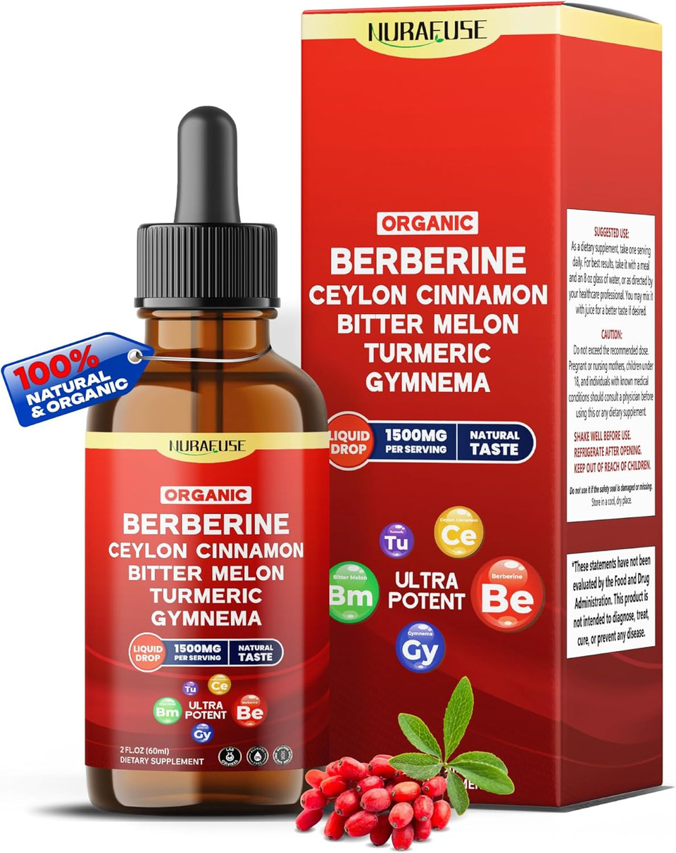 Organic Berberine, Ceylon Cinnamon, Bitter Melon, Turmeric, Gymnema Liquid Drops  1500Mg Per Serving, Ultra Potent, Usa Made & Lab Tested  2 Fl Oz (60Ml) Organic Berberine, Ceylon Cinnamon, Bitter Melon, Turmeric, Gymnema Liquid Drops  1500Mg Per Serving, Ultra Potent, Usa Made & Lab Tested  2 Fl Oz (60Ml)