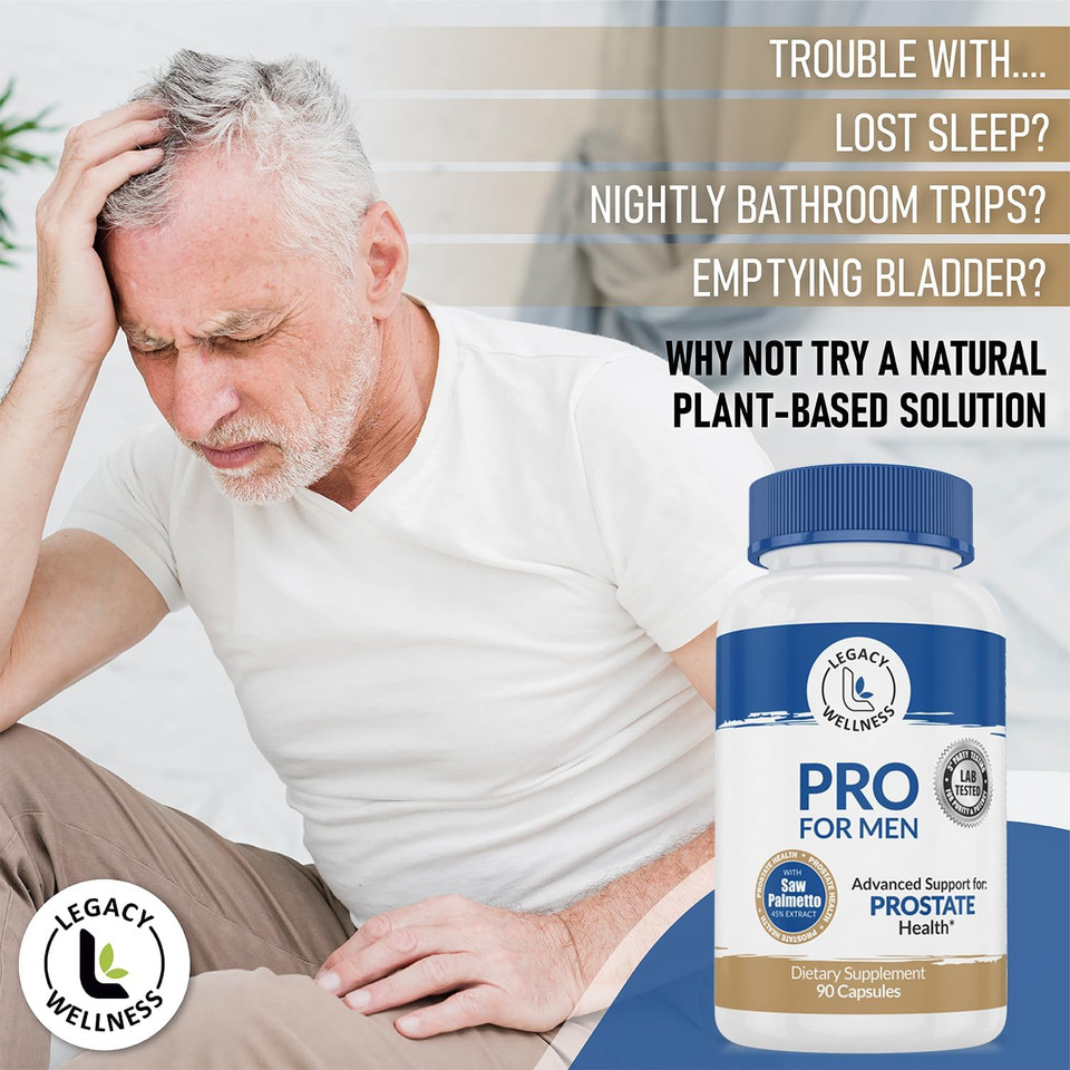 Pro Prostate Health Supplements For Men With Saw Palmetto, Beta Sitosterol + Supports Healthy Urination & Flow, Reduces Urges & Bathroom Trips So You Can Sleep Well + Dht Blocker, 90 Capsules