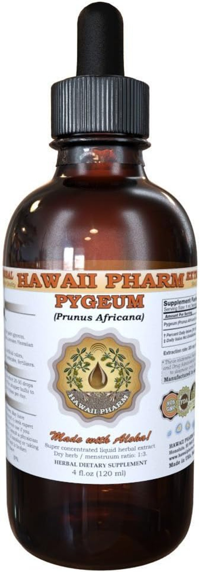 Pygeum (Pygeum Africanum) Liquid Extract, Tincture, Herbal Supplement, Hawaii Pharm, Made In Usa, 4 Fl.Oz