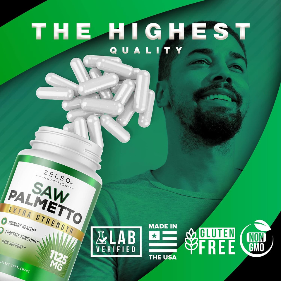 Saw Palmetto Prostate Supplement For Men, 3-In-1 Benefits, Extra Strength Dht Blocker For Hair Growth And Beta Blocker For Urinary Health, Potent Prostate Function Support, 30 Day Supply (60 Count)