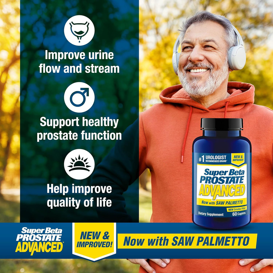 Advanced With Saw Palmetto - Prostate Health Supplements For Men, Bladder & Urinary Support With Beta-Sitosterol, Reishi, Saw Palmetto, Vitamin D, Zinc Oxide, Selenium - 60 Count Advanced With Saw Palmetto - Prostate Health Supplements For Men, Bladder & Urinary Support With Beta-Sitosterol, Reishi, Saw Palmetto, Vitamin D, Zinc Oxide, Selenium - 60 Count