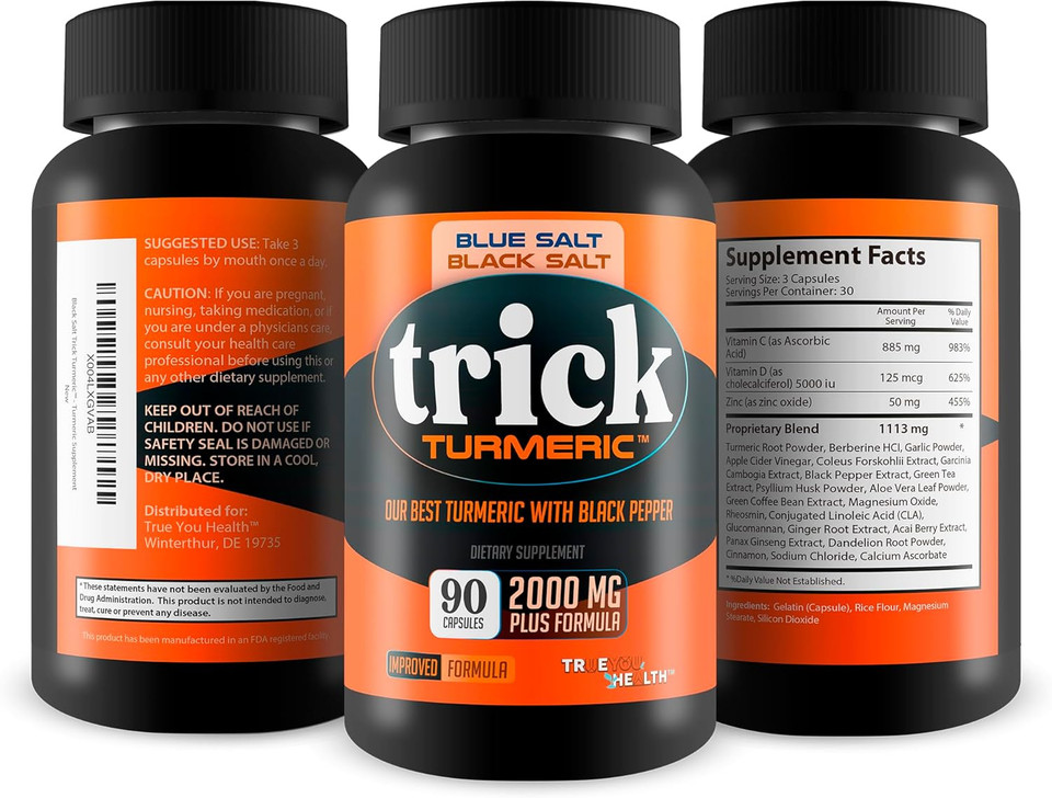 Turmeric Trick Blue Salt For Men Black Salt Trick - Our Best Turmeric For Men - High Absorption With Black Pepper - Ginger Curcumin Ginseng Mens Supplement
