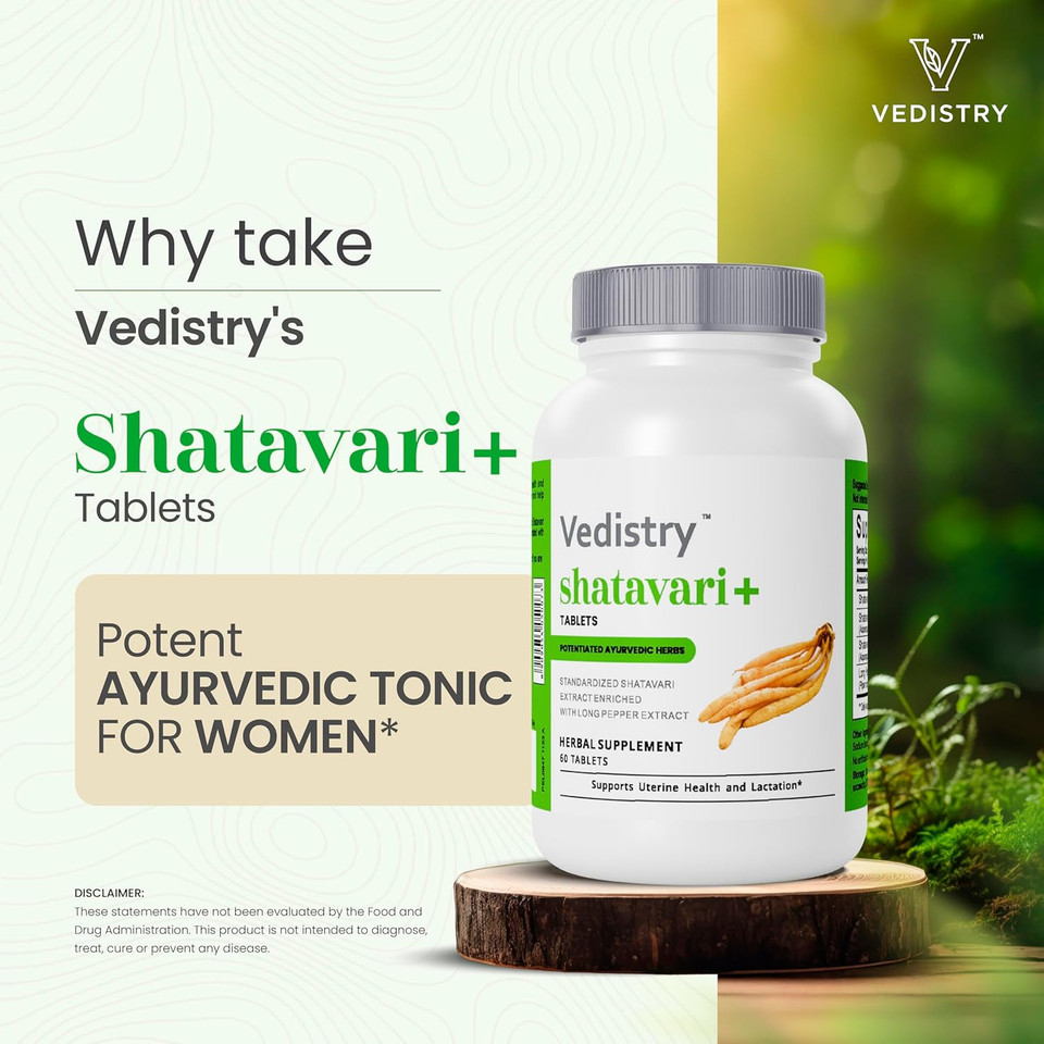Shatavari+ 1100Mg Tablets With Shatavari & Long Pepper | 60 Tablets | Supports Menstrual Health, Lactation, Hormonal Balance & Reproductive Wellness | Vegan Herbal Supplement For Women