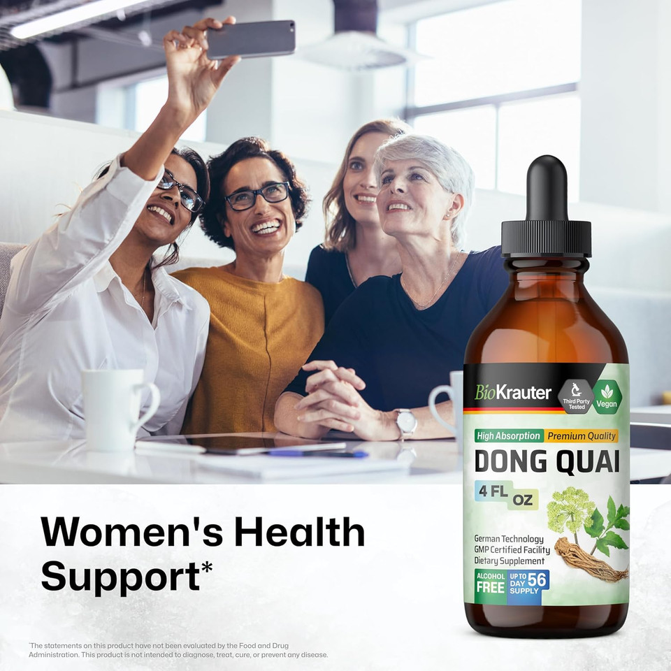 Bio Krauter Dong Quai Tincture - Angelica Root Liquid Extract - WomenS Health Support - Alcohol And Sugar Free Angelica Tincture - Vegan Dong Quai Drops 4 Fl.Oz