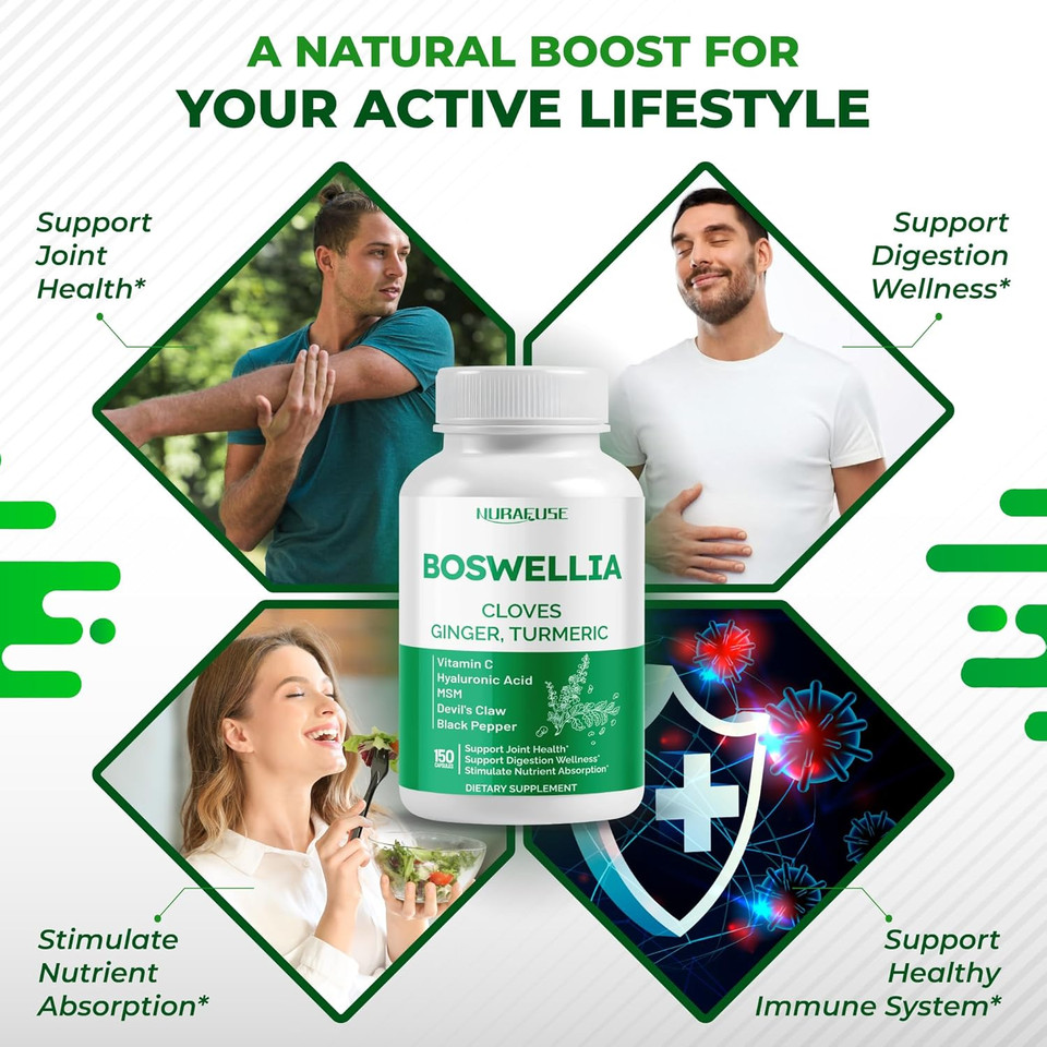 Boswellia With Cloves, Ginger, Turmeric, Vitamin C, Hyaluronic Acid, Msm, Devil'S Claw  Supports Joint Health, Digestive Wellness* & Nutrient Absorption*  Made In The Usa
