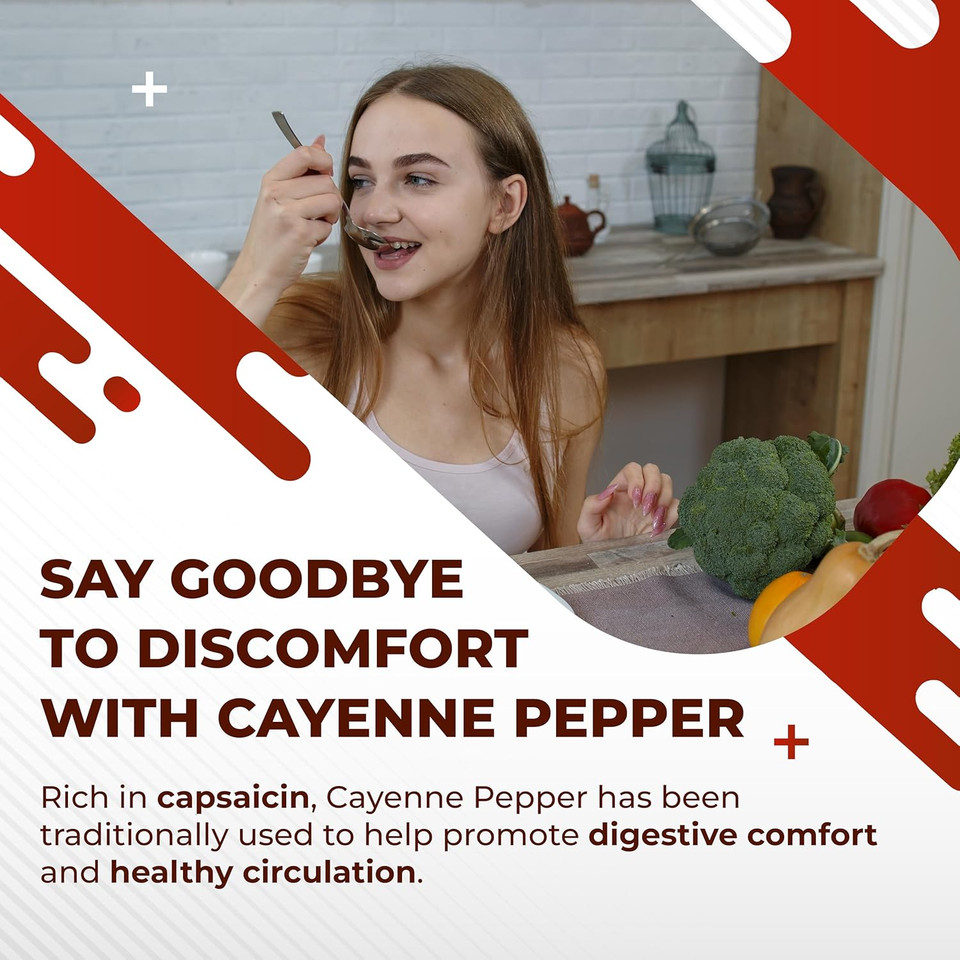 Cayenne Pepper 8-In-1 Formula - With Cinnamon, Ginger Turmeric, Odorless Garlic, Artichoke Non-Gmo, Gluten-Free, Soy-Free