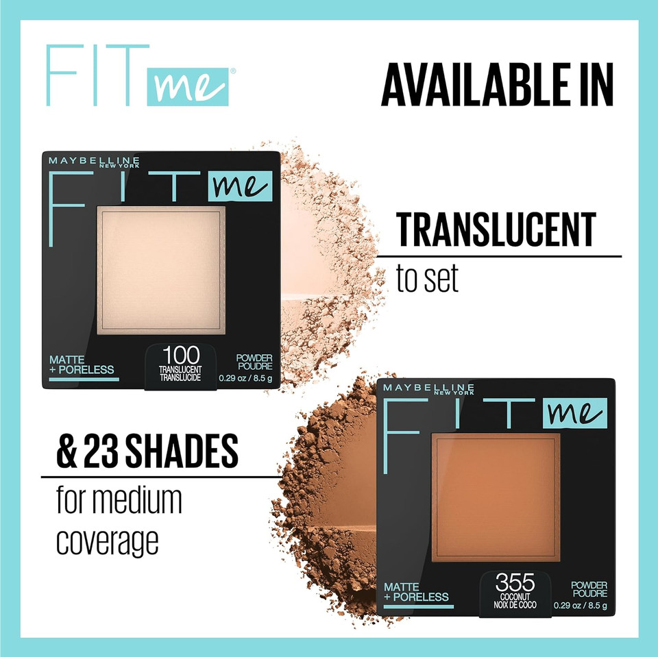 Maybelline Fit Me Matte + Poreless Pressed Face Powder Makeup & Setting Powder, Mocha, 1 Count360 Mocha