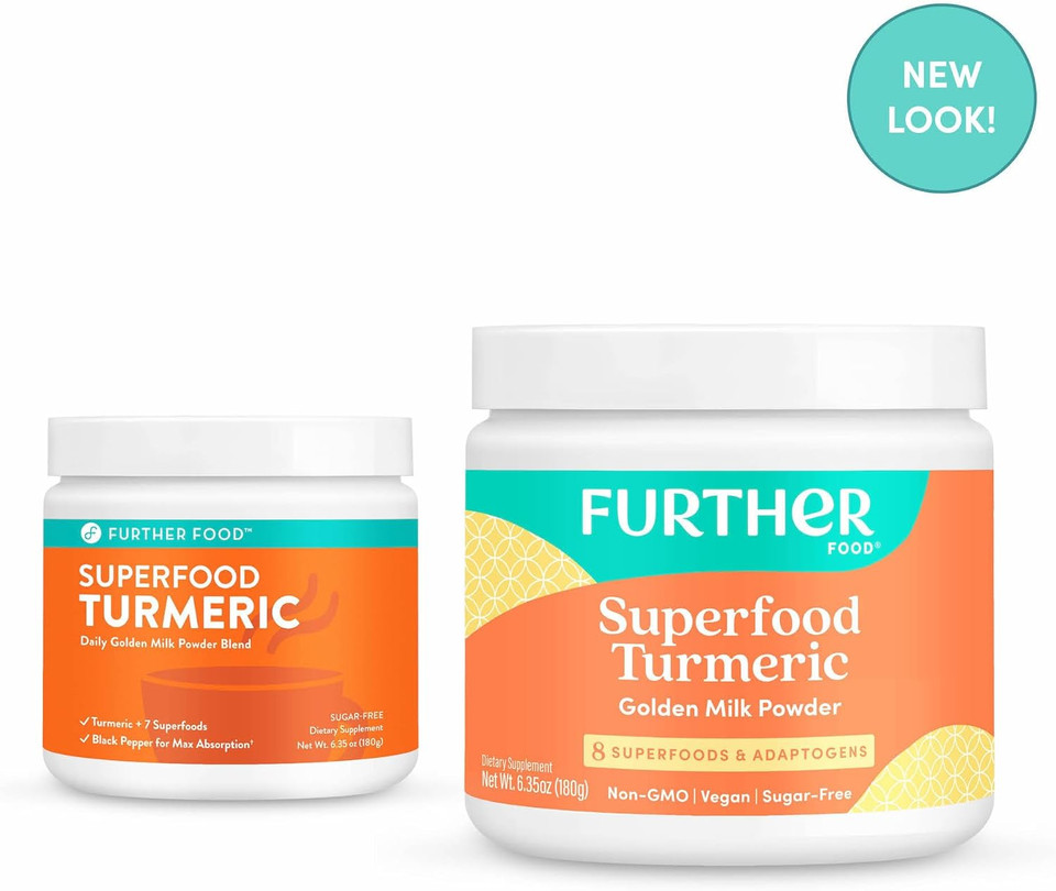 Further Food Best Turmeric Golden Milk Organic Turmeric Powder, Cinnamon, Ginger & Black Pepper Maximum Absorption Joint Health, Gut Health, Sugar-Free, Vegan, Keto (6.35 Oz) Further Food Best Turmeric Golden Milk Organic Turmeric Powder, Cinnamon, Ginger & Black Pepper Maximum Absorption Joint Health, Gut Health, Sugar-Free, Vegan, Keto (6.35 Oz)
