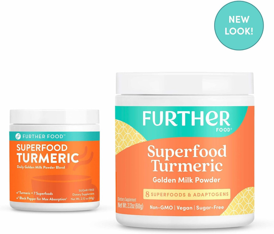 Further Food Best Turmeric Golden Milk Organic Turmeric Powder, Cinnamon, Ginger & Black Pepper Maximum Absorption Joint Health, Gut Health, Sugar-Free, Vegan, Keto (6.35 Oz) Further Food Best Turmeric Golden Milk Organic Turmeric Powder, Cinnamon, Ginger & Black Pepper Maximum Absorption Joint Health, Gut Health, Sugar-Free, Vegan, Keto (6.35 Oz)