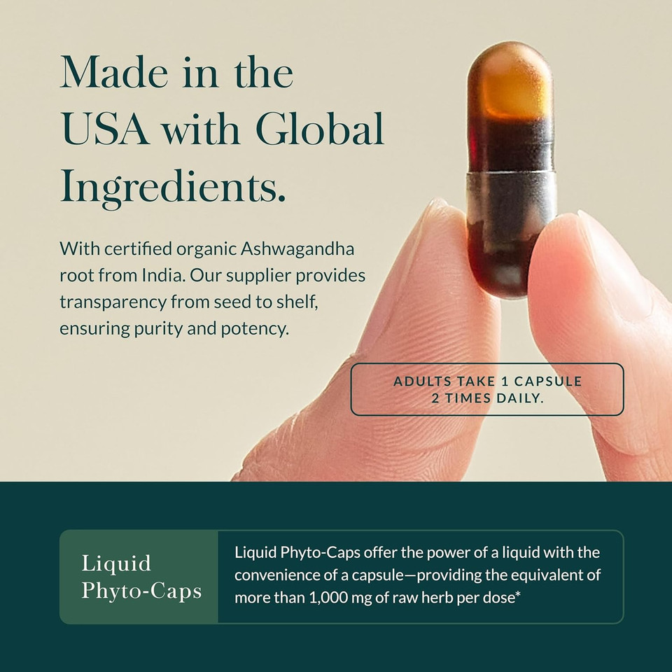 Gaia Herbs Ashwagandha Root - Made With Organic Ashwagandha Root To Help Support A Healthy Response To Stress, The Immune System, And Restful Sleep - 60 Vegan Liquid Phyto-Capsules (30-Day Supply)