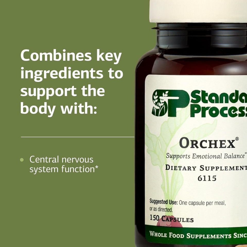 Standard Process Inc. Orchex - Whole Food Nervous System Supplements, Cholesterol, Mental Clarity And Emotional Support With Soy Protein, Ascorbic Acid, Calcium Lactate, Wheat Germ - 90 Capsules