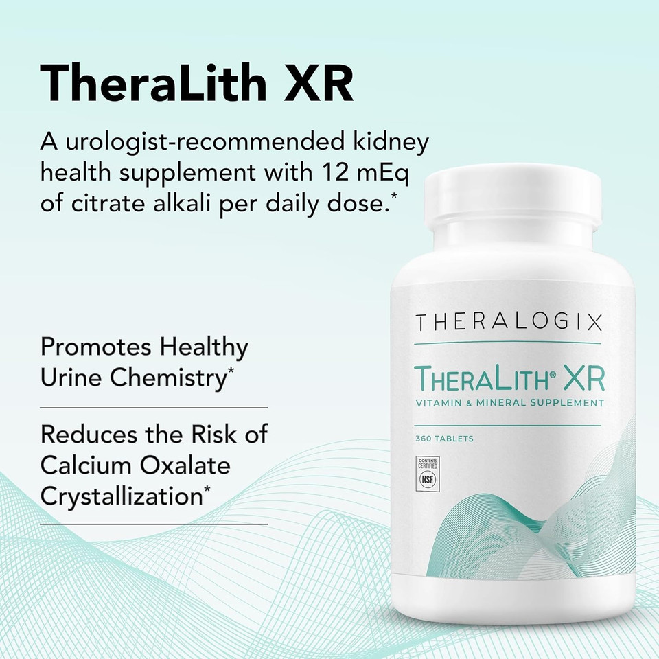 Theralogix Theralith Xr Vitamin & Mineral Supplement - Supports Healthy Urine Chemistry & Calcium Oxalate Levels With Magnesium, Vitamin B6 & Potassium* - Nsf Certified - 360 Tablets