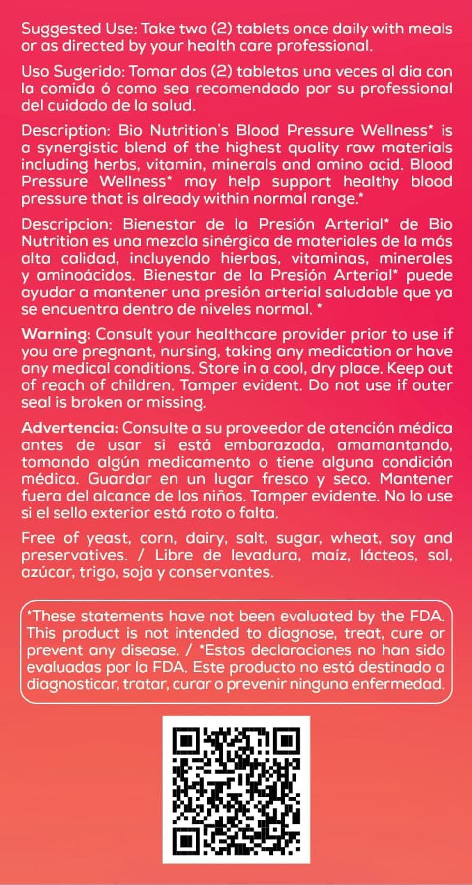 Bio Nutrition Blood Pressure Wellness 60 Tablets (2 Pack) Supports Healthy Blood Circulation | Calcium And Magnesium Essential Vitamins And Nutrients