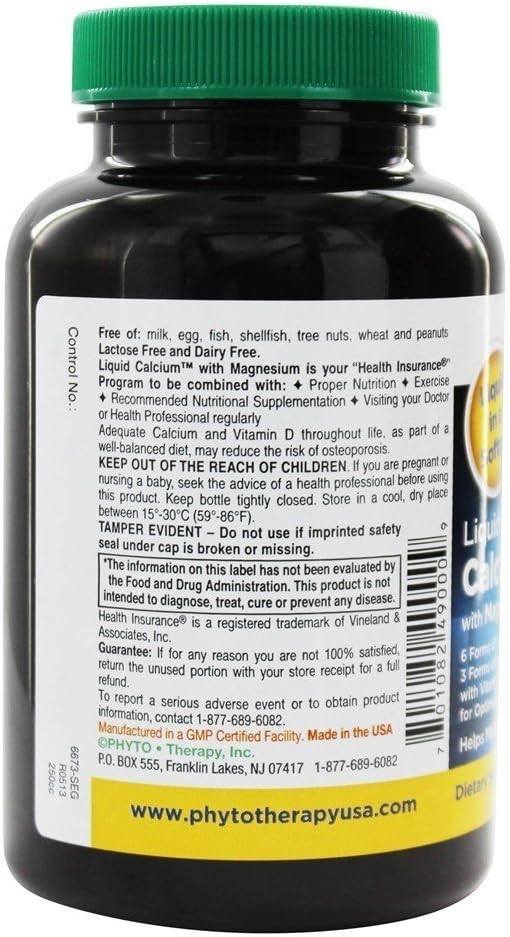 Phyto Therapy, Liquid Calcium Single, 90 Count